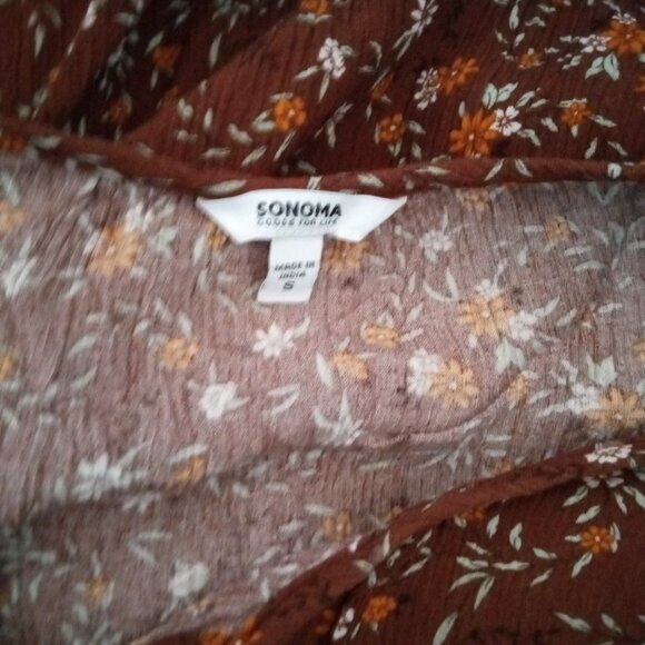 Sonoma Brown Fall V Neck Boho Top with Tassel Strings - Picture 6 of 6